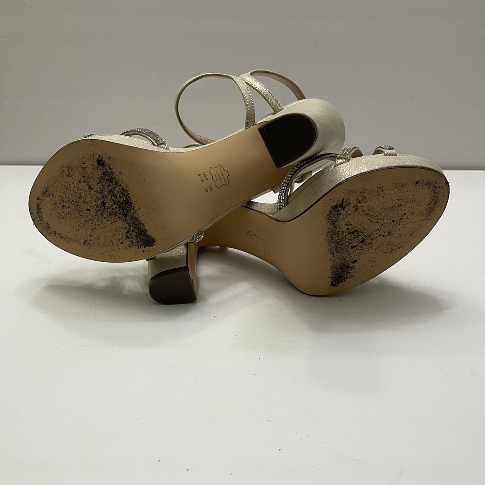 Nina Saralyn Platino Platfom Sandal Heel Size 8 Gold Rhinestone Wedding Holiday - Picture 8 of 10